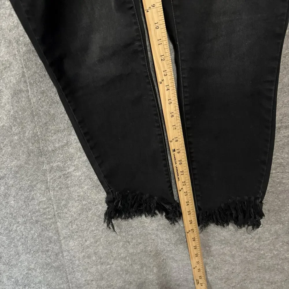 Judy‎ Blue Skinny Fit Fringe Jeans Sz 15/32 Black Fringe Hem Stretch